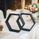 2 PC | Tall Hexagon Black Wood Centerpiece | Wood Geometric Terrarium | Honeycomb Storage Shelf