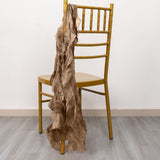 5 Pack Taupe Curly Willow Chiffon Satin Chair Sashes