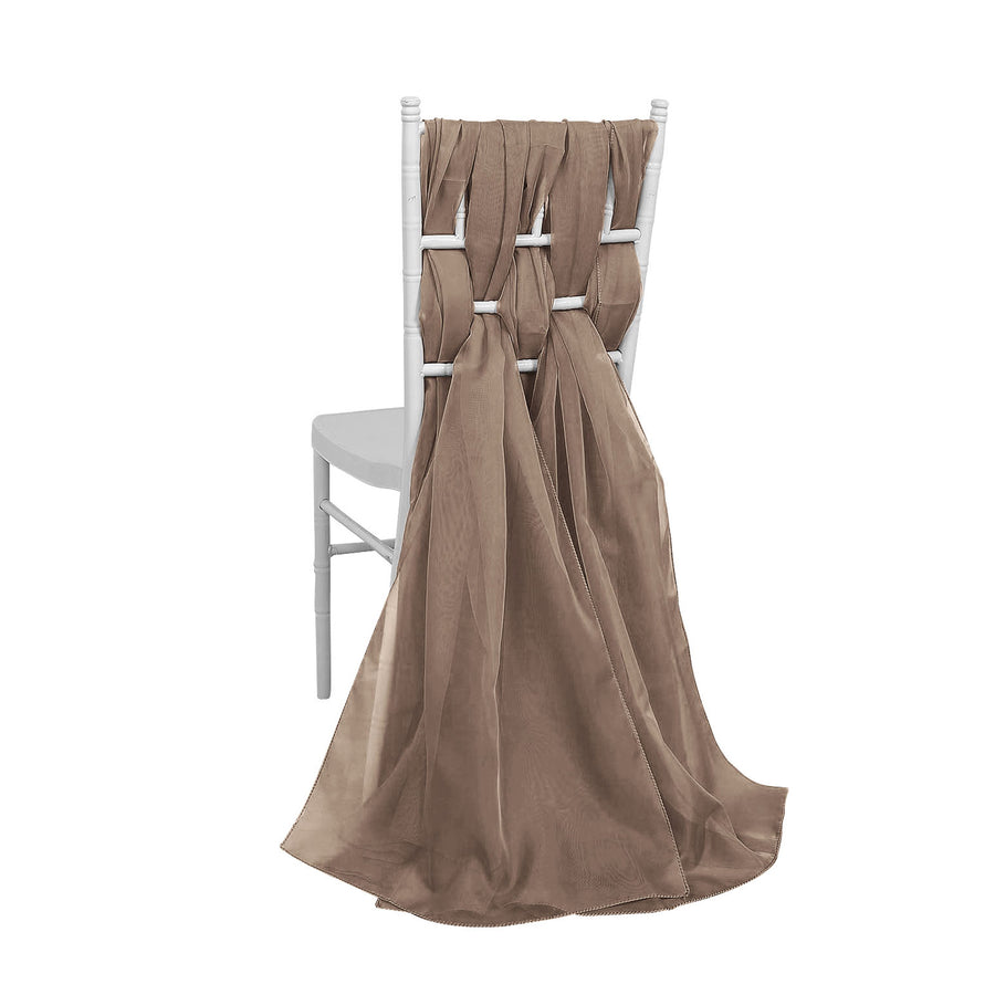 5 Pack | Taupe DIY Premium Designer Chiffon Chair Sashes#whtbkgd