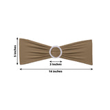 5 Pack | Taupe Spandex Stretch Chair Sashes with Silver Diamond Ring Slide Buckle