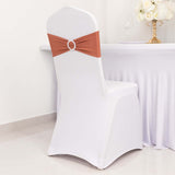 5 Pack Terracotta (Rust) Spandex Stretch Chair Sashes with Silver Diamond Ring