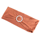 5 Pack Terracotta (Rust) Spandex Stretch Chair Sashes with Silver Diamond Ring