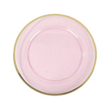 10 Pack Transparent Blush Economy Plastic Charger Plates With Gold Rim#whtbkgd