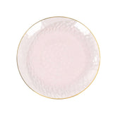 10 Pack Transparent Blush Hammered Plastic Party Plates With Gold Rim#whtbkgd