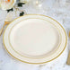 10 Pack | 10inch Très Chic Gold Rim Ivory Disposable Dinner Plates, Plastic Party Plates