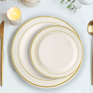 Elegant and Stylish Gold Rim Ivory Disposable Salad Plates