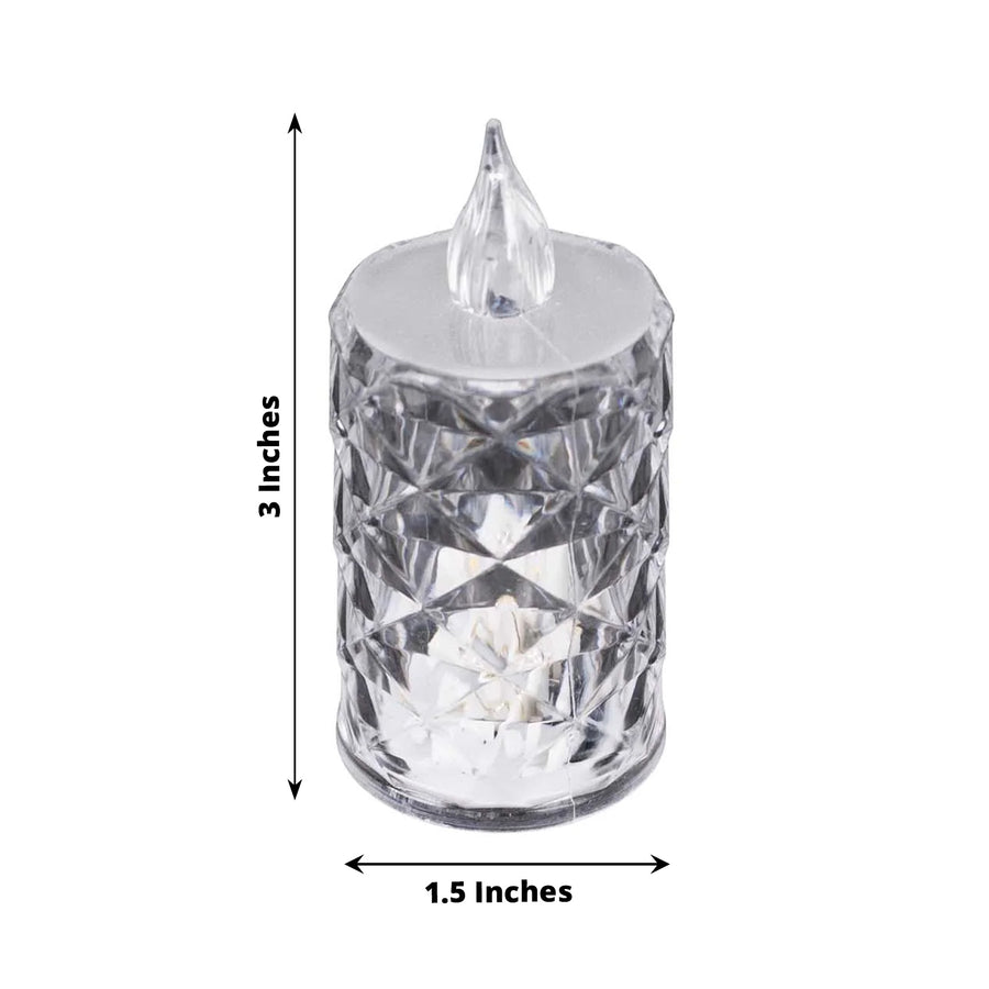 12 Pack Warm White Diamond Cut Flameless LED Candles, 3inch Decorative Battery Operated Tealight