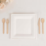 50 Pack | 10inch White Biodegradable Bagasse Square Party Plates, Disposable Sugarcane Dinner Plates