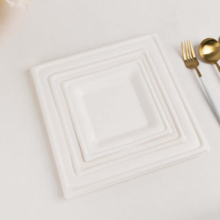 Elegant White Biodegradable Bagasse Square Party Plates