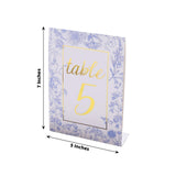25 Pack White Blue Double Sided Paper Table Sign Cards with Chinoiserie Floral