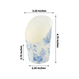 50 Pack White Blue Paper Popcorn Box Snack Cups with French Toile Floral Pattern, Disposable