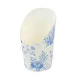 50 Pack White Blue Paper Popcorn Box Snack Cups with French Toile Floral Pattern, Disposable#whtbkgd