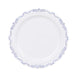 10 Pack White Blue Vintage Rim Disposable Party Plates With Embossed Scalloped Edges#whtbkgd