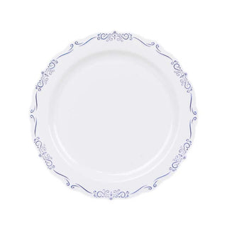 Elegant White and Blue Vintage Rim Disposable Salad Plates