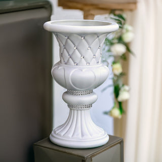 Stunning White Crystal Beaded Pedestal Stand