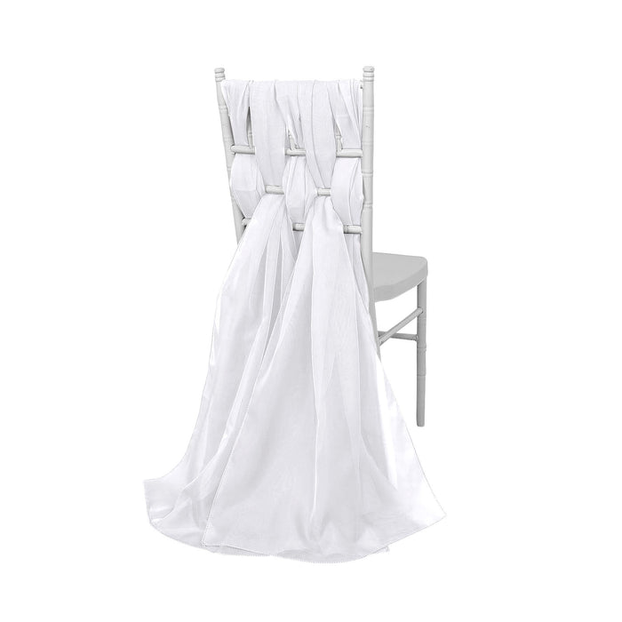 5 Pack | 22x78 inches White DIY Premium Designer Chiffon Chair Sashes