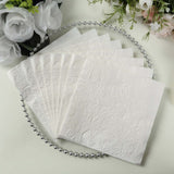 50 Pack White Embossed Paper Beverage Napkins With French Swirl Pattern, Soft 2-ply Disposable Party