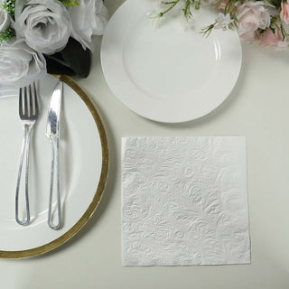 <h3 style="margin-left:0px;"><strong>Elegant White French Swirl Pattern Embossed Paper Cocktail Napkins</strong>