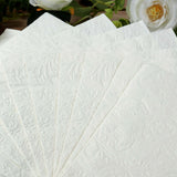 50 Pack White Embossed Paper Beverage Napkins With French Swirl Pattern, Soft 2-ply Disposable Party