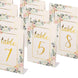 25 Pack White Gold Double Sided Paper Table Sign Cards with Peony Floral#whtbkgd