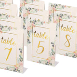25 Pack White Gold Wedding Table Numbers With Peony Flowers and #whtbkgdFoil Numbers Print