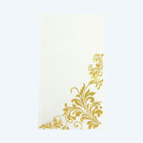 50 Pack White Gold Floral Baroque Print Dinner Paper Napkins, Soft Disposable Party#whtbkgd