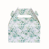 25 Pack White Green Candy Gift Tote Gable Boxes with Eucalyptus Leaves Print, Party Favor#whtbkgd