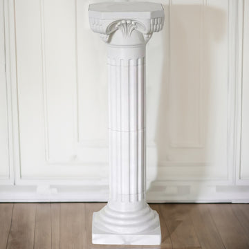 4 Pack 34" White Height Adjustable Empirical Roman Inspired Pedestal Column Plant Stand - PVC