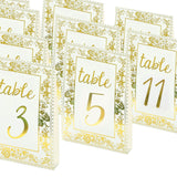 25 Pack White Metallic Gold Wedding Table Numbers With French Toile Floral#whtbkgd