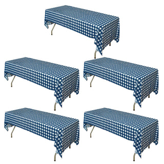 Elegant and Versatile White Navy Blue Buffalo Plaid Tablecloth