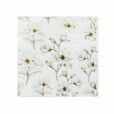 50 Pack White 2-Ply Paper Beverage Napkins with Gold Outlined Flowers Print#whtbkgd