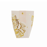 25 Pack White Paper Pouch Candy Gift Bags With Gold Rose Flower Print, Party Favor Boxes#whtbkgd