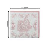 50 Pack White Pink 2-Ply Paper Beverage Napkins in French Toile Floral Pattern