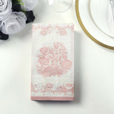 50 Pack White Pink 2-Ply Paper Party Napkins in French Toile Floral Pattern