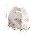 25 Pack White Pink Peony Flowers Print Candy Gift Tote Gable Boxes with Gold Edge