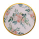 6 Pack White Pink Peony Flowers Print Cardboard Paper Charger Plates with Gold Rim#whtbkgd