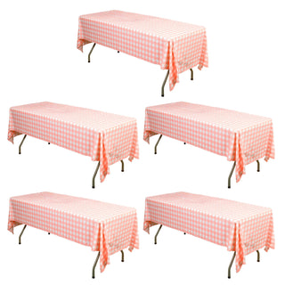 Add Elegance to Your Event with the White Pink Buffalo Plaid Tablecloth