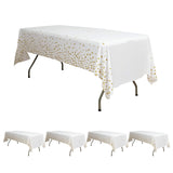 108inch Stars Sprinkled Plastic Tablecloth, Waterproof Rectangle Disposable Tablecloth - White/Gold