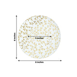 10 Pack White Round Plastic Dessert Plates with Gold Leaf Design