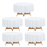 5 Pack White Round Plastic Table Covers, 84inch PVC Waterproof Disposable Tablecloths
