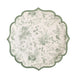 25 Pack Sage Green Floral Leaf Print Salad Paper Plates with Scalloped Rims#whtbkgd