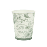 24 Pack White Sage Green French Toile Party Cups, Elegant Disposable Paper Cups#whtbkgd