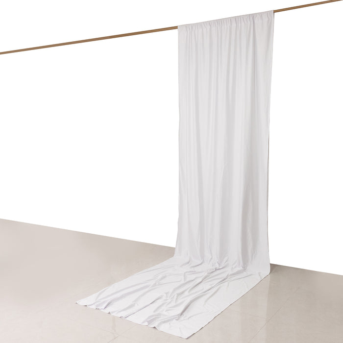 White Scuba Polyester Event Curtain Drapes, Inherently Flame Resistant Backdrop Event Panel Wrinkle
