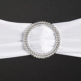 5 pack | 5"x14" White Spandex Stretch Chair Sash with Silver Diamond Ring Slide Buckle#whtbkgd