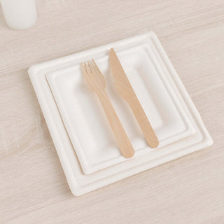 Eco-Friendly and Stylish White Square Biodegradable Bagasse Salad Plates