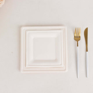 Convenient and Compostable White Square Party Plates