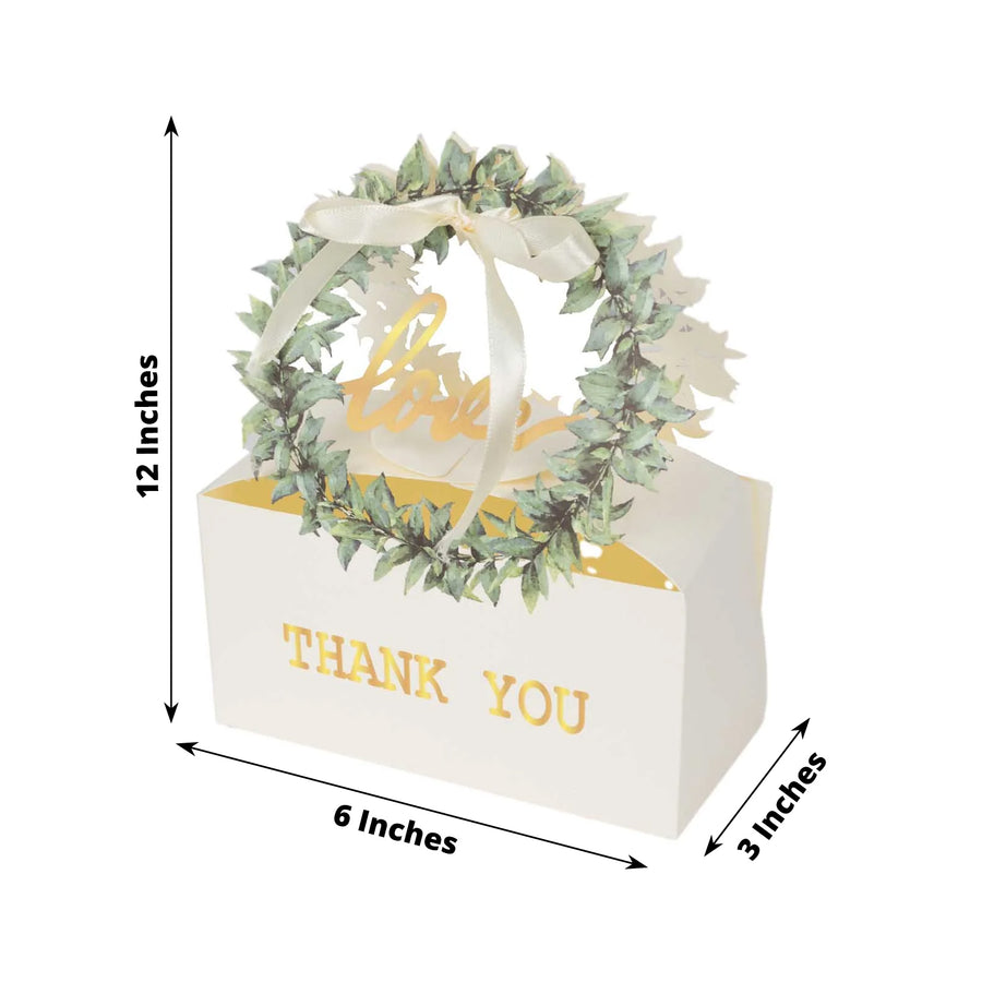 25 Pack White Thank You Candy Treat Boxes with Ribbon