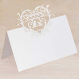 50 Pack White Wedding Table Number Cards with Laser Cut Hollow Heart Design Top#whtbkgd