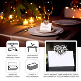 50 Pack White Wedding Table Number Cards with Laser Cut Hollow Heart Design Top