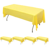 5 Pack Yellow Rectangle Plastic Table Covers, 54inchx108inch PVC Disposable Tablecloths